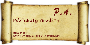 Páskuly Arzén névjegykártya